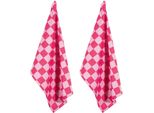 Geschirrtuch PAD Chess, pink, H:1cm L:70cm T:50cm, 100% Baumwolle, Geschirrtücher