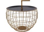 Beistelltisch Kayoom "Art Deco 500, Abstelltisch Aus Metall,Funktional Und Stabil", Schwarz (Schwarz, Gold, Schwarz), B:49,5Cm H:37Cm T:49,5Cm, 100% Eisen, Tische, Beistelltisch, Dekorativ, Mit Abnehmbarem Griff ( 13 Cm ), Stauraumfunktion