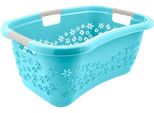 WäSchekorb Keeeper "Lasse, Ergonomisch, Mit Softgriffen, 65 X 45 X 28 Cm, 50 L", Blau (Aqua Blau), B:45Cm H:28Cm T:65Cm, Polypropylen, WäSchesammler, WäSchekorb, Hochweritge WäSchewanne Mit LuftdurchläSsigem Dekor