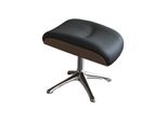 FußHocker Flexlux "Clement", Schwarz (Deep Schwarz), Hocker, B/H/T: 44Cm X 40Cm X 35Cm, Echtleder, 100% Echteder, Lederoptik, FußHocker, FüR Beinauflage Zur Besseren Entspannung, Walnuss, Fuß Alu, B:44Cm H:40Cm T:35Cm