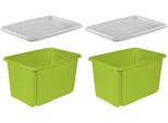 Aufbewahrungsbox keeeper "Emil", GrüN, B:39Cm H:29,5Cm T:54,5Cm, Kunststoff, Aufbewahrungsboxen, Aufbewahrungsbox, 45 L, Mit Deckel, Hochwertiger Kunststoff