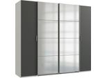 Dreh-/SchwebetüRenschrank Wimex "Lotto", Weiß (Weiß, Graphit, Spiegel), B:227Cm H:210Cm T:65Cm, SchräNke, SchwebetüRenschrank Kleiderschrank