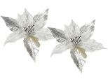 DekohäNger I.Ge.A. "Poinsettia Auf Clip", Silber, B:28Cm H:14Cm, Polyester, DekohäNger, 2Er Set 28Cm Weihnachts-Christstern KüNstlich Weihnachtsblume Gold