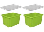Stapelbox Keeeper "Emil", GrüN, B:34,5Cm H:27Cm T:44,5Cm, Polypropylen, Aufbewahrungsboxen, Stapelbox, 30 L, Mit Deckel, Hochwertiger Kunststoff