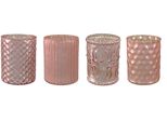 Windlicht Creativ Deco, Rosa, H:10Cm Ø:8Cm, Glas, Kerzenhalter, Windlicht, Mit Unterschiedlich Strukturierten OberfläChen, 4Er Set, H: Ca. 10 Cm