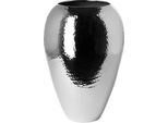 Dekovase Fink "Malana", Silber (Silberfarben), H:32Cm Ø:21Cm, Eisen, Vasen, GehäMmert, Handarbeit, Unikatcharakter, Vernickelt, Wasserdicht