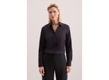 Hemdbluse Seidensticker, Damen, Gr. M38, Schwarz, 100% Baumwolle, Unifarben, Slim Fit, Ohne Ausschnitt, Blusen Hemdbluse, 1/1 Kragen Uni