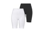 Radlerhose Flashlights, Damen, Gr. 50, N-Gr, Schwarz-Weiß (Schwarz, Weiß), Jersey, Obermaterial: 95% Baumwolle, 5% Elasthan, Unifarben, Basic, Sehr Figurbetont, Hosen Radlerhose, Mit Handytaschen