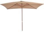 Vidaxl Ombrellone Con Palo In Legno 200X300 Cm Taupe