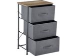 [Comò Con 3 Cassetti Console 73 X 45 X 30 Cm Scaffale Con Contenitori Comodino Con Cassetti In Tessuto Non Tessuto Colori Grigio/Legno