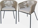 Poltrona Da Giardino In Corda E Acciaio Zincato, Set Di 2, Beige