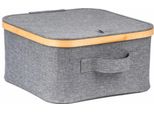Contenitore 30 X 30 X 15 Cm, In Bambù, Con Coperchio, Grigio
