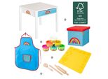 Roba X Tavolo Artigianale Play-Doh Con Sgabello - Set Da Gioco In Legno Con 6 Barattoli Da Modellare, Strumenti In Legno, Tappetino Creativo 3D, Grembiule E Contenitore