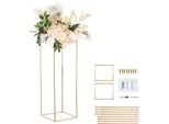 Set Di 2 Sgabelli Da Fiori Quadrato 28X28X80Cm Portafiori Tavolino In Ferro Colonna Da Fiori Moderna Galvanizzazione Oro Sgabello Per Piante Portafiori In Metallo Per La Decorazione Di Bar Alberghi Caffè