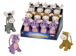 Peluche Nobby Con Corda Asino/Mucca/Maiale Display 12 Pezzi, 14 Cm