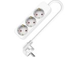 Presa Di Corrente A 3 Vie 3X2P+Z Schuko 1,5M 230V 16A Bianco