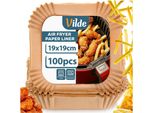 Vilde | Inserto Per Friggitrice Ad Aria - Marrone - 19X19Cm - 100 Pezzi - Carta Da Forno Monouso - Carta Da Forno Per Friggitrice Ad Aria