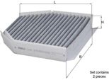 Filtro Abitacolo Mahle Lak 278/S Filtro Antipolline Adatto Per MERCEDES-BENZ Sl (R129) Carbone Attivo