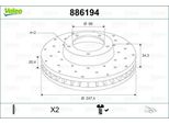 Valeo 886194 - Oe 424996 Disco Freno, Assale Anteriore Per Zx (N2), Xsara, Saxo, 306, 206+, 206 Van, 206 Sw (2E/K), 206 (2E/K), 206 (2A/C), 106 Ii