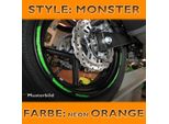Adesivo Del Cerchio """Monster"""", Arancione Neon,"