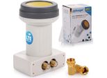 Ankasat - Ank Premium Uv Twin Lnb + Cappuccio Di Protezione Dalle Intemperie, 2 Abbonati Per Connessione Diretta, Resistente Al Calore E Al Freddo -35° ~ +70°C, Protezione Dalle Intemperie Estendibile, Hdtv, 4K, Uhd, Schermatura Lte