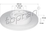 Topran 722 487 - Oe 4249 22 Disco Freno, Assale Posteriore Per Jumpy (VF7), Expert Tepee (VF3X), Expert (Vf)