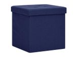 Syfax™ Sgabello Con Contenitore Pieghevole Blu In Simil Lino