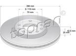 Topran 205 524 - Oe 05 69 060 Disco Freno, Asse Anteriore Per Astra G, Astra H, Combo, Combo Tour, Meriva (X03), Meriva B (S10), Zafira B, Zafira A