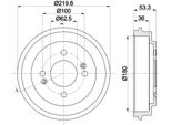 Hella 8DT 355 303-061 - Oe 584111Y000 Tamburo Del Freno Per Picanto (Ta)
