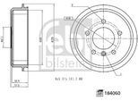 2X Tamburo Freno Febi Bilstein 184060 Posteriore 57 5Mm 52 9Mm 2 8Kg