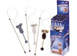 Topolino Nobby Con Sonaglio Display Assortito 24 Pezzi, Bastone 45 Cm, Nastro Con Giocattolo 75 Cm, Con Erba Gatta