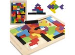 Puzzle In Legno 3D 40 Blocchi Colorati Gioco Di Tetris Per Bambini Dai 3 Anni E Adulti 22667