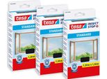 Tesa Insect Stop Standard Zanzariera Per Finestre In Confezione Da 3 - Protezione Contro Gli Insetti Tagliabile Su Misura - Protezione Contro Le Zanzare Senza Forature - 3 X Rete Antizanzare Antracite