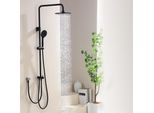 Sistema Doccia Homelody Nero, Set Doccia A Pioggia Senza Rubinetto, Soffione Doccia A Mano Colonna Doccia Con Deviatore, Acciaio Inox, Quattro Funzioni Di Spruzzo D'acqua
