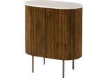 MASSIVMOEBEL24 | Comò In Legno Di Mango 65X38X76 Laccato Marrone - Marmo Bianco Barcelona #215