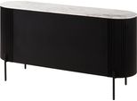 MASSIVMOEBEL24 | Credenza In Legno Di Mango 145X40X76 Laccato Nero - Marmo Bianco Barcelona #103
