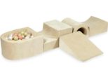 Parco Giochi In Schiuma Con Ponte E Piscina Micro Velvet Soft Beige + 100 Palline: Oro Rosa, Oro Chiaro, Madreperla