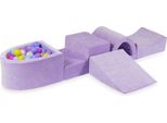 Parco Giochi In Schiuma Con Ponte E Piscina Micro Velvet Soft Purple + 100 Palline: Rosa, Erica, Giallo, Azzurro, Opalescente
