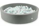 Piscina Grigia Asciutta 130X30 Con 600 Palline: Trasparente, Madreperla, Argento, Menta Chiaro