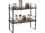 Scaffale Portaspezie A 2 Livelli - Scaffale Portaoggetti Nero Per L'organizzazione Della Cucina