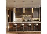 Braytron Led Moderna Luce A Sospensione Cilindrica In Alluminio GU10 Oro Lampada A Sospensione Bancone Cucina Ø60X250Mm Presa GU10 Senza Luminaire