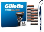 Gillette Fusion5 Proglide 12 Lame Di Ricambio 2X Strisce Glide Lame Rasoio Rasatura