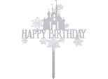 Cake Topper Di Buon Compleanno Castello Argento Acrilico