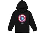 Capitan America - Felpa Con Cappuccio Per Bambini, Pullover TV24137 (128) (Nero)