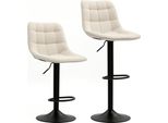 Fortuna Lai Set Di 2 Sgabelli Da Bar, Sedia Da Bar Imbottita Con Schienale, Struttura In Acciaio, Effetto Ciniglia, Sedie Da Cucina Regolabili In Altezza Con Poggiapiedi, Sgabello Da Bancone Girevole A 360° Per Cucina, Soggiorno, Beige