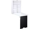 Scrivania Pieghevole Con Lavagna, Scrivania Pieghevole Per Computer, Tavolo Da Pranzo, Mdf, Bianco 88,5 X 60 X 146,5 Cm, Tavolo Da Parete