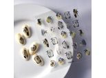 3D D'oro Adesivi Per Unghie Autoadesivi Motivo Convesso Fiori Bamboo