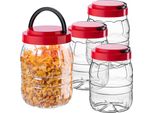 Vaso Di Stoccaggio Kadax 2L Con Coperchio, 4 Pezzi, Vaso Di Stoccaggio In Plastica Pet, Contenitore Da Cucina, Contenitore In Plastica Per Alimenti, Vaso Di Stoccaggio, Contenitore Per Alimenti