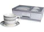 2 X Tazze E Piattini Da Caffè 250 Ml Servizio Da Caffè In Porcellana Livello