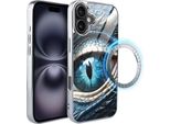Iphone 16 Custodia In Vetro Ibizu Elite Con Magsafe, Retro In Vetro, Ice Dragon Eye, Argento